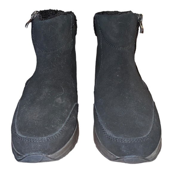 Lands End Women's Insulated Snow Boots Black Suede and Faux Fur Sz 8.5 side zip - Picture 11 of 12